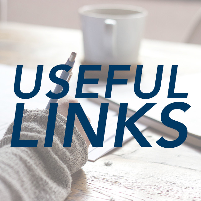 Picture of person writing with words 'Useful Links' over it